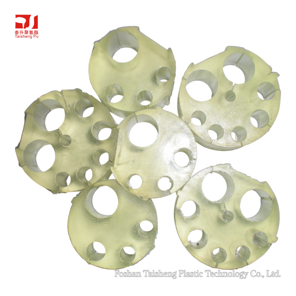 Green polyurethane protective covers for cable joints.