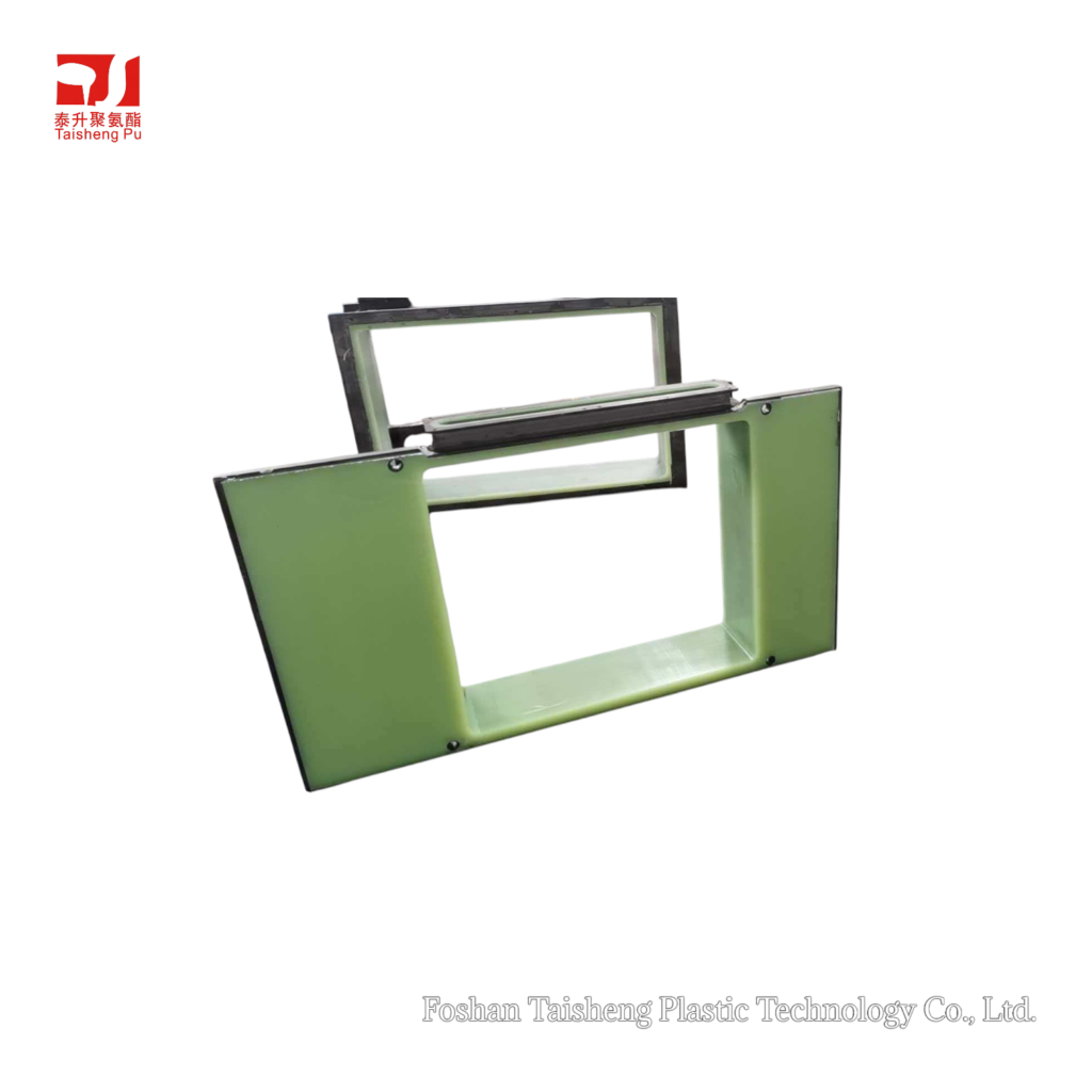 A hollow rectangular green polyurethane frame with pre-drilled mounting holes.